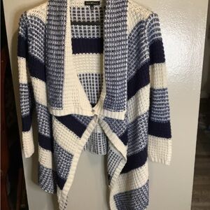 Women's Blue and White Striped Sweater